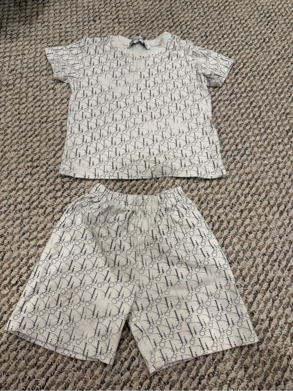 Christian Dior Kids White & Black Logo Set - Short Sleeve Top & Shorts